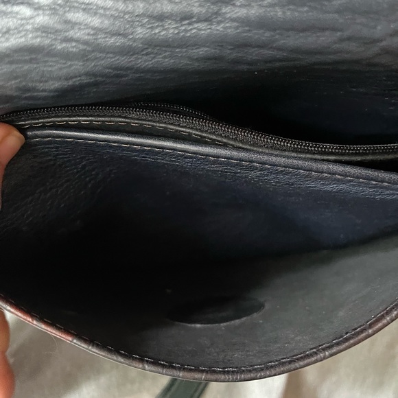 One of a Kind Handmade Rose Printed Leather Handbag Green and Red - Picture 9 of 11